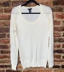 BCBGMaxAzria Cream Long Sleeve Wool Blend Sweater Women's Size Medium