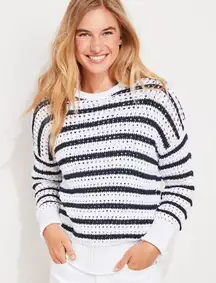 Vineyard Vines Navy and White Striped Sweater EUC