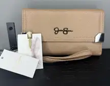Jessica Simpson Frankie Trifold Pink Zip Around Wristlet New With Tag