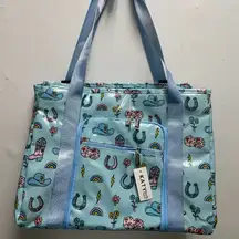 Blue Cowgirl Bag Horseshoe Hat Design | Western Tote Purse Rodeo Accessory