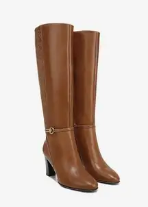 New! Franco Sarto Palermo Tall Leather Boots Cognac Sz 8.5 $280