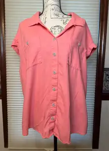 Isabel XXL Pink Short Sleeved Button Down Shirt