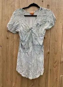 Sakkas Tie Dye Lace Bohemian Top Size OS Womens Blue‎ Green Hippy Free Size