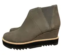 NEW $250 Sz 6.5 Women Eileen Fisher Caddy Nubuck Leather Chelsea‎ Wedge Boots