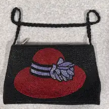 Red Hat Society Women's Beaded Clutch Black & Red Elegant Design
