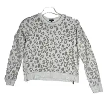 Rails Shirt Womens Small Gray Leopard Marlo Flocked Heather Crop Zippers Grunge‎