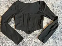 Black long sleeve corset crop top