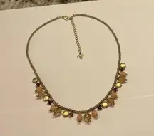 Signed Cookie Lee Costume Necklace Bead Beaded / Gold Tone Adjustable Length