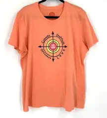 NWT Life is Good Peach Coral Compass Love Gratitude Courage T-‎ Shirt Top XL