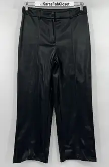 7 for‎ All Mankind Vegan Faux Leather Wide Leg Cropped Seamed Pants Size Large