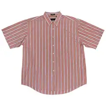 Van Heusen Mens XL Wrinkle Free Stain Resistant Short Sleeve Striped Button Down