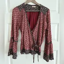 Ophelia Wrap Blouse Red Black Size S