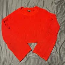 Wild Fable Red Crew Neck Sweater Ribbed Knit Cropped