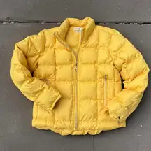 Vintage Y2K Tommy Hilfiger Jeans Yellow Puffer Coat Women's Size Medium Preppy
