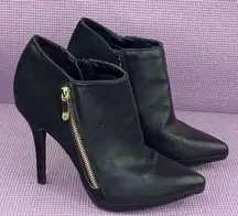 Limelight Alva Heeled Ankle Boots Black 7 Gold Zipper