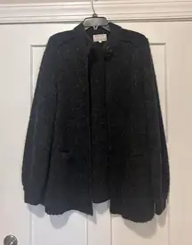 Vintage Wool Blend Heather Gray Cardigan 2 Pocket One Button Women’s Size Large