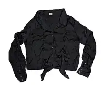 Aritzia Wilfred tie-front satin crop top blouse Medium