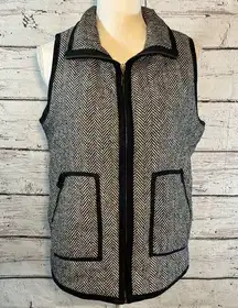 E2 CLOTHING Vest Insulated Black & White Herringbone-Medium