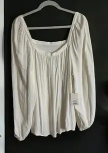 A New‎ Day Sour Cream Bohemian Peasant Blouse NWT Size XL Square Neckline