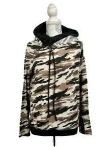 5 for $25| 7th Ray Camo Waffle Knit Long Sleeve Hoodie Top Size M