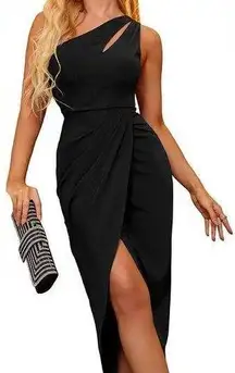 NEW 1 Shoulder Cutout Ruched Bodycon Sleeveless Slit M