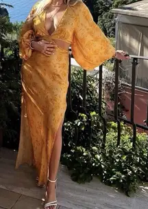 Jen's Pirate‎ Booty Yellow Electro Floral Sonora Cutout Maxi Dress Sunshine Sz M