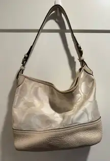 COACH Signature Hobo Shoulder Bag beige canvas/leather