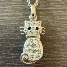 Pave Crystal Kitty Cat Necklace