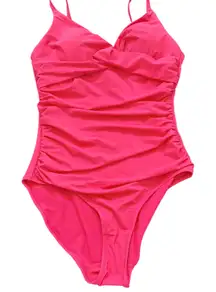 Popilush Ruched One Piece Swimsuit Tummy Control Padded Hot Pink M‎
