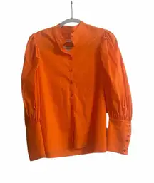 NWT Trina Turk Orange Fire Island Coast Line Puff Sleeve Top