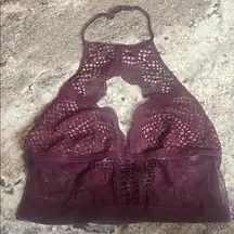 Victoria's Secret Lace Halter Bralette - Deep Red