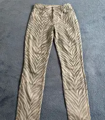 7 For All Mankind Zebra Print Skinny Jeans - Tan and Gray