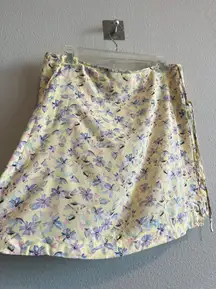 Yellow Romantic Floral, Sheer Wrap, Mini Skirt 