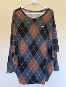 Maurices Neutral Argyle Soft Dolman Shirt Top Blouse Sweater Women Small NEW NWT