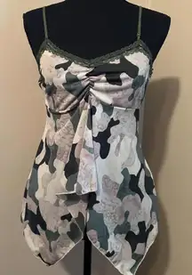 MKM vintage Y2K Green and white camo print tank top