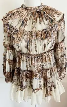 Zimmermann • Ladybeetle Silk Blend Ruffle Tiered Blouse Rare