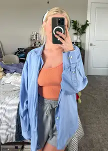 Light Blue Button Up Cover Up