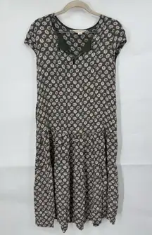 April Cornell Prairie Cottage Mini Dress Women XXS Green Ditsy Peasant Farmhouse