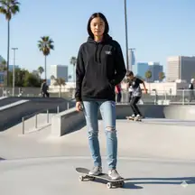 Vans Women’s XL Black With White Skateboard Logo Pullover Hoodie