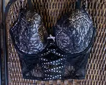 Victoria’s Secret Pink and Black Lace Corset Style Bra Size M DD