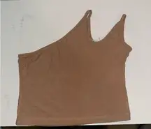 Boutique Tan One Shoulder Tank Top