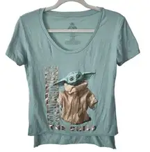 Disney Teal Blue & Bronze Star Wars Baby Yoda T-Shirt Women’s Size Small  Shirt!