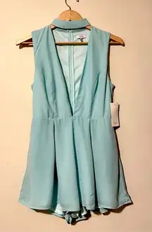 Tobi Deep Inside Mock Neck Romper in Mint