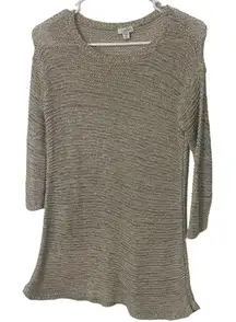 Pure Jill Women's Size XS Open‎ Knit Biege 3/4 Sleeve Tunic Sweater
