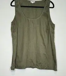 J.Jill Love Linen Womens Dark Green Linen Tank SIZE XL