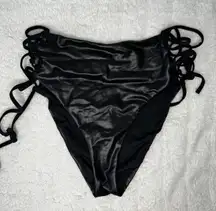 Pleather Side Tie Swim Bottoms