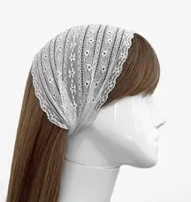  White Lace Wide Headband - Floral, Hair Scarf, Bandanas - Women's Hair accessories, Hair Wrap, Minimalist for Thick Thin Hair, Bridal
