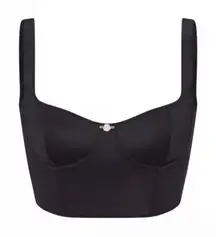 Black Satin Skims Rosette Corset Top