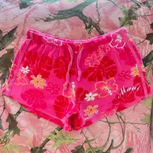 y2k maui hot pink hibiscus flower shorts 