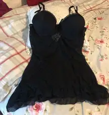 Blush See Thru Black Bustier Nightgown Medium